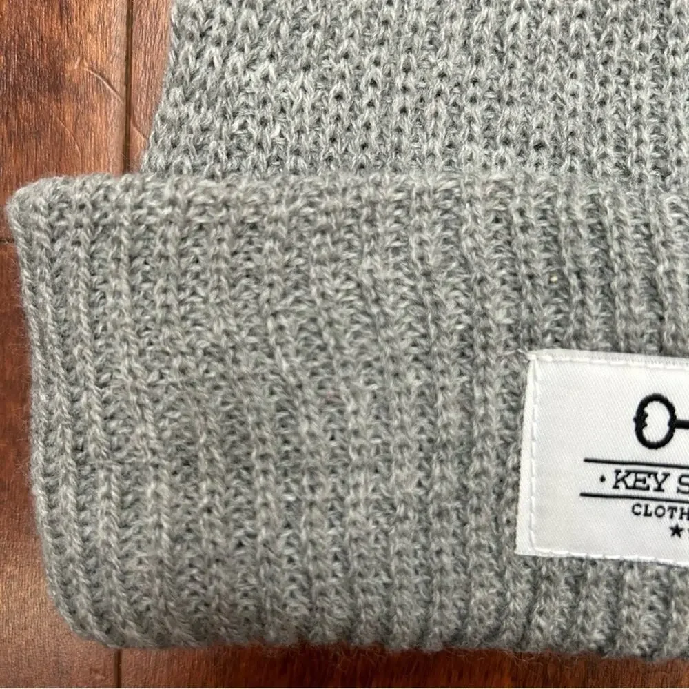 Key Street Gray Knitted Beanie, Unisex, New Without Tags